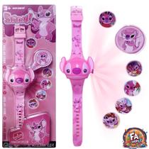 Relógio Infantil Angel Rosa 3d Digital Projetor De Imagens Namorada Stitch Criança menina
