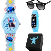 Relogio Infantil Azul Digital LED + Oculos Sol silicone presente crianca menina qualidade premium pulseira ajustavel Relogio Infantil Azul Digital LED + Oculos Sol silicone presente crianca menina qualidade premium pulseira ajustavel