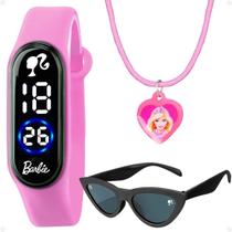 Relogio Infantil Barbie Digital + Oculos Proteção Uv + Colar