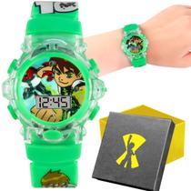 relogio infantil ben10 led digital verde silicone menino silicone presente preto criança original luz ajustavel data