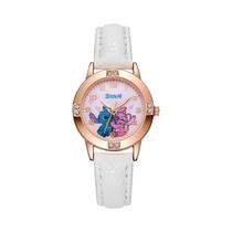 Relógio Infantil Com Pulseira De Couro E Padrão De Desenho Animado, Mostrador Com Strass, Presente