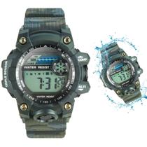 relógio infantil digital camuflado + silicone prova dagua data presente criança menino pulseira ajustavel original