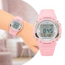 Relógio Infantil Digital Feminino de Pulso Rosa com Pulseira de Silicone Pequeno Delicado Fashion Onix