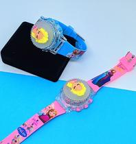 Relógio Infantil Digital Giratório Pisca Luz Led Colorido Super Heróis Disney Crianças Frozen Batman Homem Aranha 2023