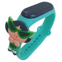 Relogio Infantil Digital Led Meninas Super Poderosas Data & Hora