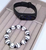 Relógio Infantil Digital Led Prova água Bracelete Masculino Feminino + Pulseira Miçangas Esportivo Esporte - LVO Relógio Infantil Digital Led Prova água Bracelete Masculino Feminino + Pulseira Miçangas Esportivo Esporte - LVO