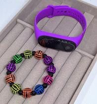 Relógio Infantil Digital Led Prova água Bracelete Masculino Feminino + Pulseira Miçangas Esportivo Esporte - LVO