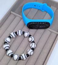 Relógio Infantil Digital Led Prova água Bracelete Masculino Feminino + Pulseira Miçangas Esportivo Esporte - LVO
