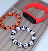 Relógio Infantil Digital Led Prova água Bracelete Masculino Feminino + Pulseira Miçangas Esportivo Esporte - LVO