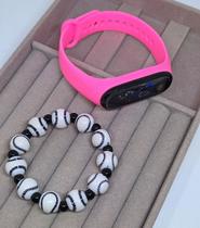 Relógio Infantil Digital Led Prova água Bracelete Masculino Feminino + Pulseira Miçangas Esportivo Esporte