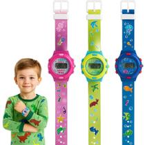 Relógio Infantil Digital Masculino Feminino Rosa e Verde Dinossauro Relógio Infantil Digital Masculino Feminino Rosa e Verde Dinossauro