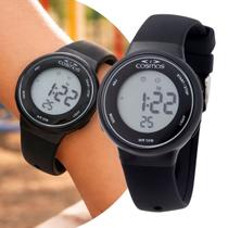 Relógio Infantil Digital Masculino Preto de Pulso com Pulseira de Silicone à Prova D Água Cosmos