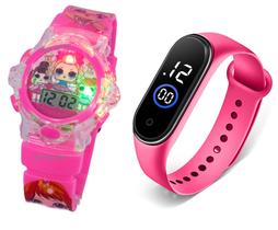 Relógio Infantil Digital Menina Princesa lol Kit 2 Unidades