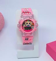 Relógio Infantil Digital Pisca Luz Led Toca Musica para Crianças Personagem Desenho Animado Divertidamente Barbie Sonic