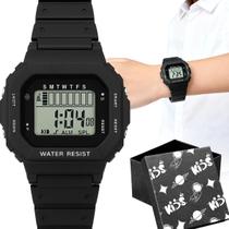 Relógio Infantil Digital Quadrado com Pulseira Silicone Caixa Premium para Presente Uso Escolar