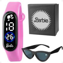 relógio infantil digital rosa barbie + oculos proteção uv resistente menina proteção uv criança qualidade premium formato gatinho preto