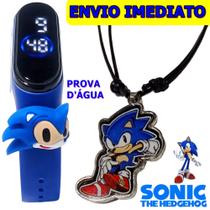 Relógio Infantil Digital Sonic Prova d'água Azul + Colar ajustável Sonic - LED