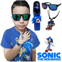Relógio Infantil Digital Sonic Prova D'água + Óculos de sol + Colar ajustável SONIC