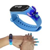 Relógio Infantil Digital Stitch Disney Á Prova De água Led azul