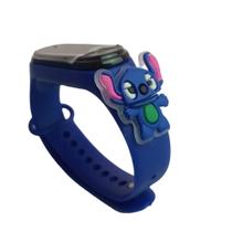 Relógio Infantil Digital Stitch Disney Á Prova De água Led azul