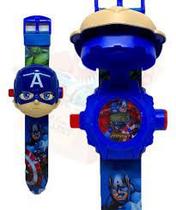 Relógio Infantil Esportivo Digital com Tampa Projetor do Capitão América - ARTX