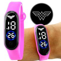 relogio infantil heroi prova digital mulher dagua maravilha silicone pink presente menina original criança data rosa