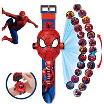 Relógio Infantil Homem Aranha 3D com Projetor de 24 Imagens