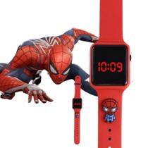 Relógio Infantil Homem aranha Com Pulseira De Desenho Quadrado-Vermelho