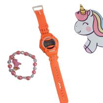Relógio Infantil Menina Feminino Com Pulseira unicórnio Pony + Adesivo de Unha Novo