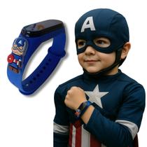 Relógio Infantil Menino Capitão América Digital Azul A Prova Dagua