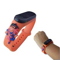 Relógio Infantil Menino Goku Digital Laranja A Prova Dagua