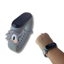 Relógio Infantil Menino Sonic Digital Cinza A Prova Dagua