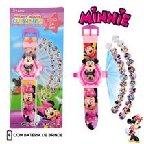 Relogio Infantil Projetor Minnie 6 Imagens 3D Luz