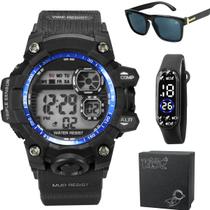 relógio infantil prova dagua + oculos proteção uv + caixa resistente original silicone data adolescente criança presente