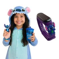 Relógio Infantil Stitch Com Copo Infantil Mais Boneco Stitch Menino Para Crianças Novo