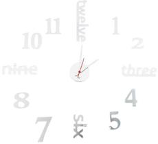 Relógio Inglês Moderno Acrílico Sala Casa Escritório Prata