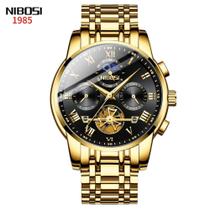 Relógio Inoxidável Nibosi 2507 De Luxo Fundo Dourado / Negro