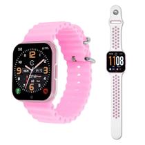 Relógio Intaligente Smartwatch Champion CH50033K Rosa Branco Feminino Troca Pulseira