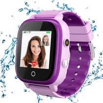 Relógio inteligente cjc 4G Kids T3 roxo com rastreador GPS e chamadas