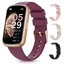 Relógio inteligente de fitness com caixa dourada e pulseira roxa, monitor de frequência cardíaca Relógio inteligente de fitness com caixa dourada e pulseira roxa, monitor de frequência cardíaca