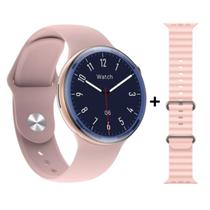 Relógio Inteligente Feminino Masculino Smartwatch W28 PRO Redondo + Pulseira Silicone Ocean