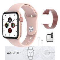 Relógio Inteligente Feminino Smartwatch W28 Pro Series 8 Rose Gold + Pulseira Metal e Película Versão Atualizada