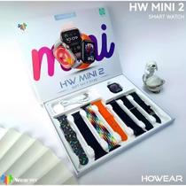 Relogio Inteligente HW Mini 2 Modelo Novo 41mm 7 Pulseiras Coloridas Compatível Todos os Dispositivos