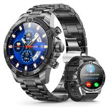 Relógio inteligente masculino OHUGNA redondo 1,53" HD dourado azul iOS Android