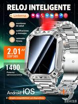 Relógio inteligente militar para homem, HD de 2.01" pulgadas/bateria de 1400 mAh relógios inteligentes para Android/iOS (contestar/realizar chamadas Bluetooth) Acompanhamento de fitness, mais de 100 esportes/lanterna LED/impermeável IP68/relógio inteligente de seguimento de sonho Relógio inteligente militar para homem, HD de 2.01" pulgadas/bateria de 1400 mAh relógios inteligentes para Android/iOS (contestar/realizar chamadas Bluetooth) Acompanhamento de fitness, mais de 100 esportes/lanterna LED/impermeável IP68/relógio inteligente de seguimento de sonho