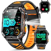 Relógio Inteligente Militar PODOEIL para Homens, Smartwatch 2,01" com Bateria de 1200mAh, Lanterna, Chamadas, Monitor de Frequência Cardíaca/Sono, Mais de 100 Modos Esportivos para Android/iPhone