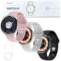 Relógio Inteligente Redondo Smart Watch Serie 8 Nfc Gps Comando de Voz Recebe Notificaçoes W28 Pro - Microwear