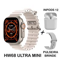 Relogio Inteligente Smart Watch HW68 Ultra Mini 41mm + Fone i12 Bluetooth Android iOS