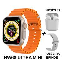 Relogio Inteligente Smart Watch HW68 Ultra Mini 41mm + Fone i12 Bluetooth Android iOS