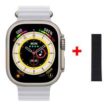 Relógio Inteligente Smart watch WK8 Ultra Branco Troca Foto de Fundo Pulseira Extra